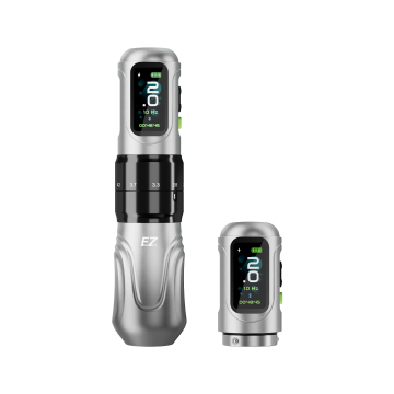 EZ P6 Draadloze tattoo-pen met extra batterij - Silver gradient
