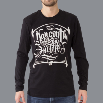 Luxe Hustle Wear Long Sleeve T-Shirt El Whyner 'Can't Knock The Hustle' in Zwart