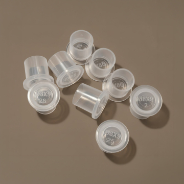 Zak met 100 Organink Recycled Plastic Non Spill Tattoo Ink Cups - Doorzichtig