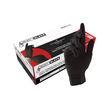 Doos met 100 Unigloves Select Zwarte Latex handschoenen