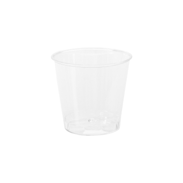 Pak van 100 Plastic Mini Spoelbekers 20ml - Doorzichtig
