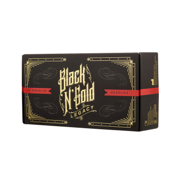 Doos van 50 Black N Gold Legacy Premium tatoeage-naalden - Straight Round Liner