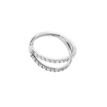 Tilum Titanium Faux Jewelled Double Hoop Clicker Ring