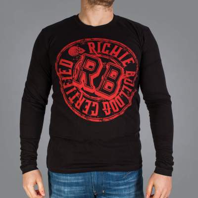 Luxury Hustle Wear Long Sleeve T-Shirt 'Richie Bulldog Certified' in Zwart/Rood