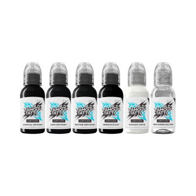 World Famous Limitless Tattoo Ink - Dark Set - 6x 30ml