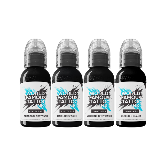 World Famous Limitless Tattoo Ink - Lining en Shading Set - 4x 30 ml