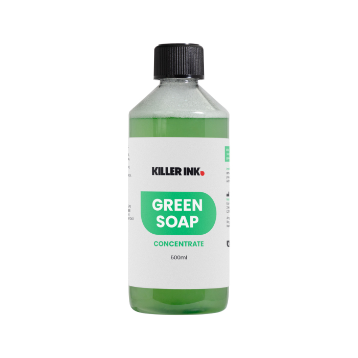 Bottle of 500ml Killer Ink concentrated green soap with black cap