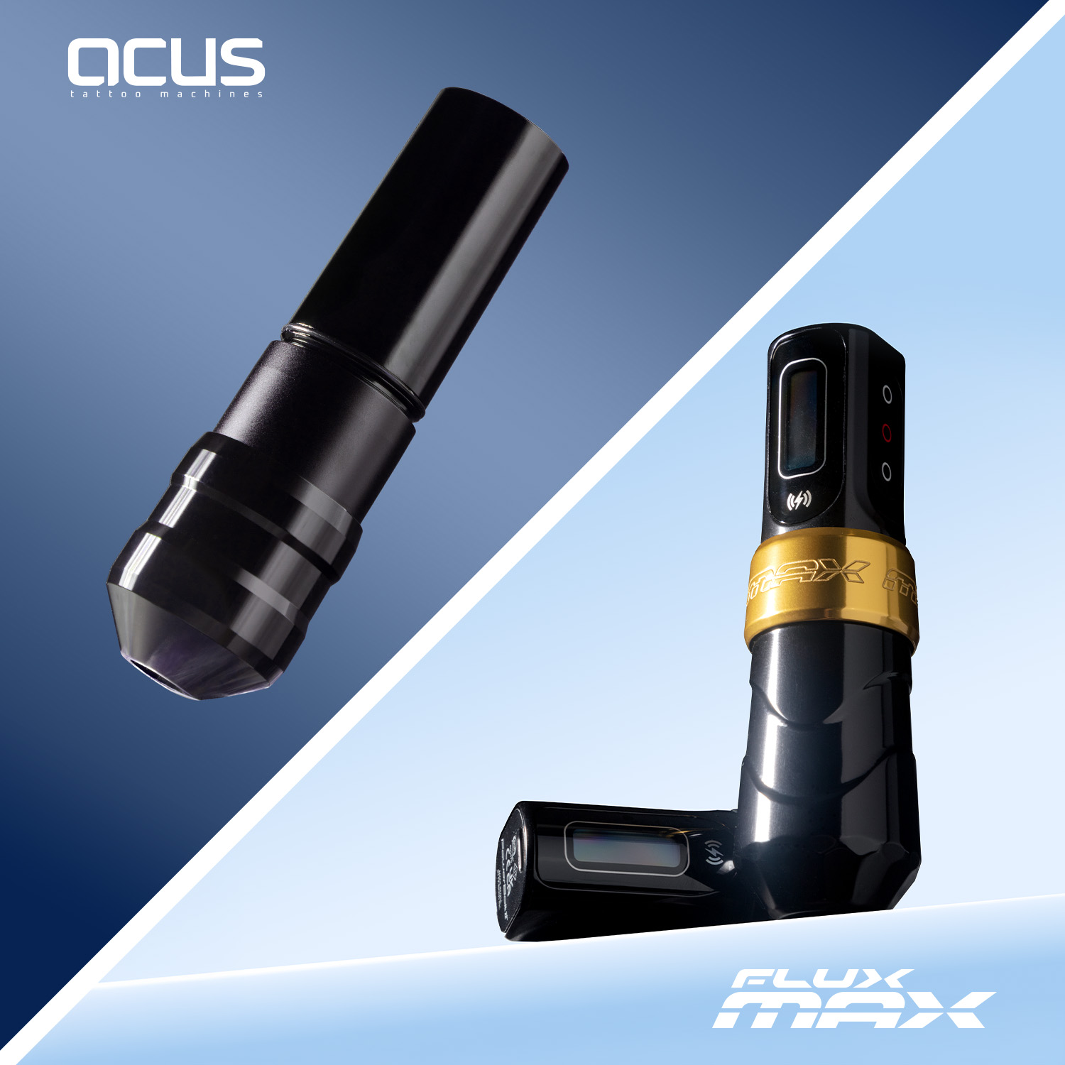 Een ACUS-tatoeagemachine en de FK Irons Flux Max