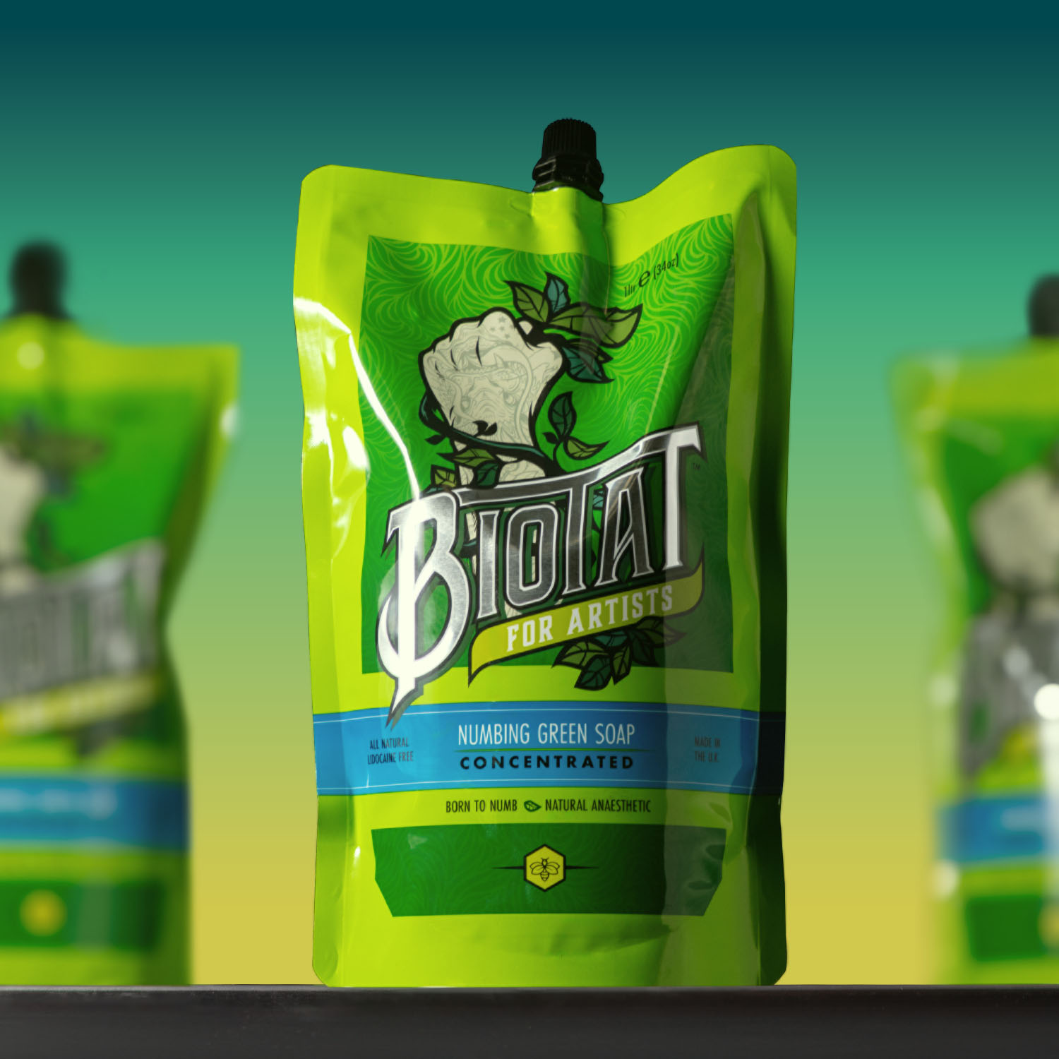 Close-up van Biotat verdovende groene zeep
